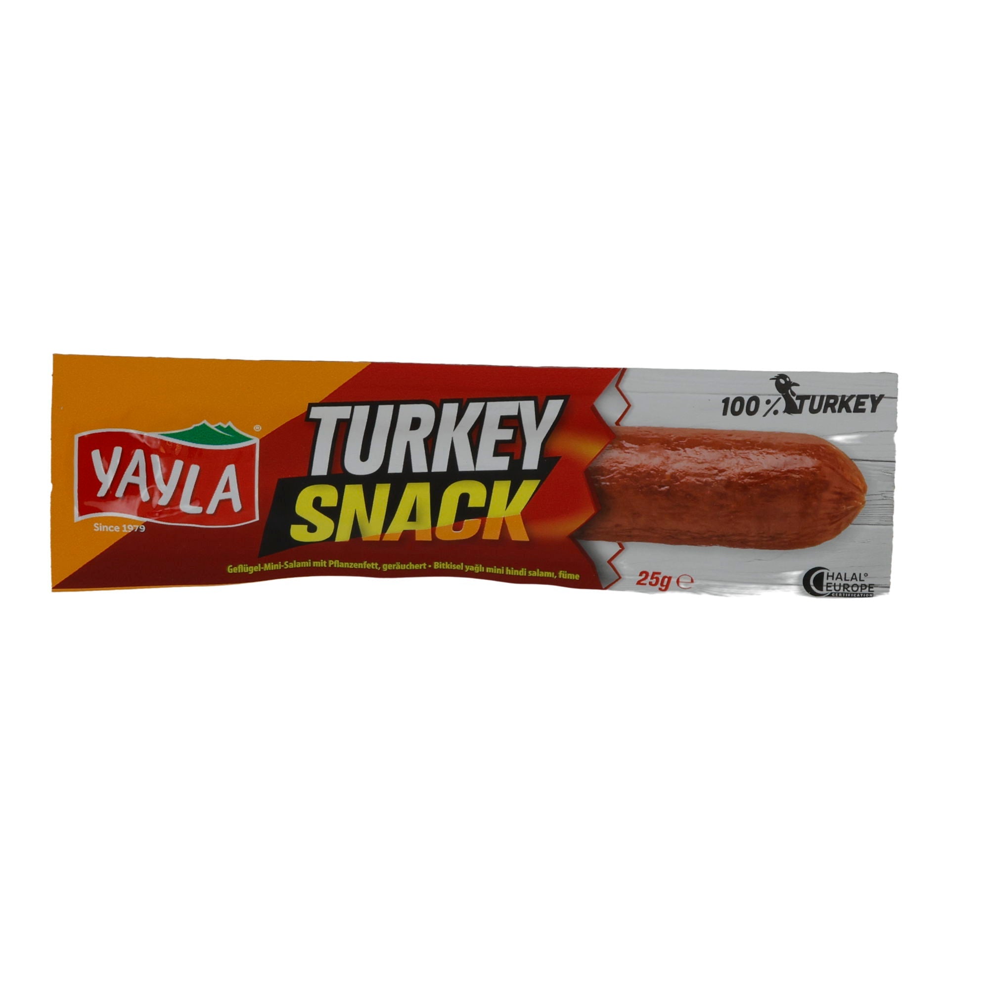 Salami Yayla | Turkey Snack | Halal, geräuchert, Mini-Geflügelsalami | 25 g YAYLA